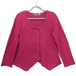 Willow sweater Womens M dark pink handkerchief hem buttons cardigan feminine